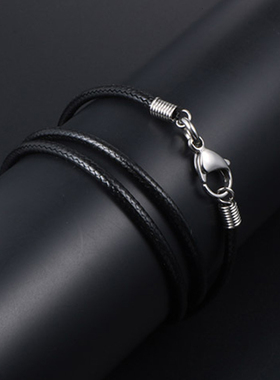Black Leather Chain Necklace for Women Men Handmade Braid