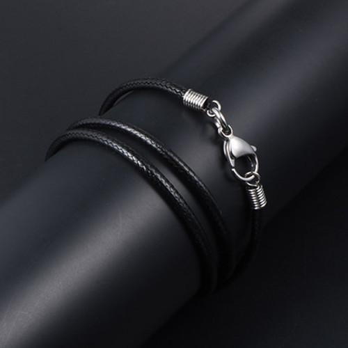 Black Leather Chain Necklace for Women Men Handmade Braid