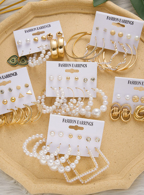 6 Pairs Heart Butterfly Drop Earrings Set Big Circle