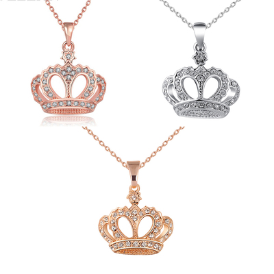1 PC Crown Pendant Necklace Multicolor Clear Rhinestone
