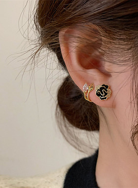 Sweet Earrings Sales Niche Design Sense Camellia Crystal