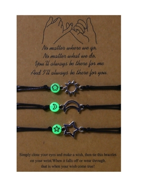 652F Moon  Star Luminous Bead Bracelet Relationship Woven