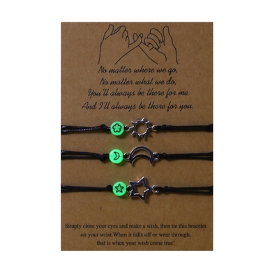 652F Moon  Star Luminous Bead Bracelet Relationship Woven