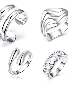 925 Sterling silver 4pc/set fashion Charm Finger Ring Set