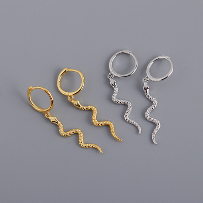 Snake Hoop Earrings for Women Men Animal Pendant Gold