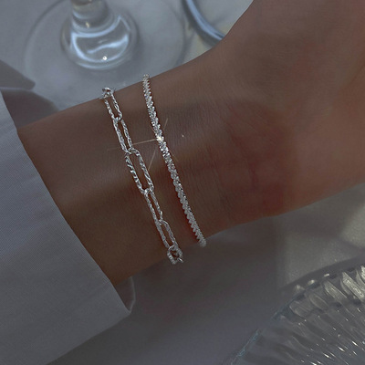 Sterling Silver Flash Bracelet Women Cold Wind Stacking