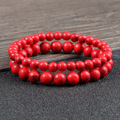 6MM 8MM 10MM Natural Stone Red Stone Prayer Beaded Bracelet