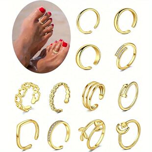 4pcs Stainless Steel Toe Ring Pack Set Hollow Love Flower