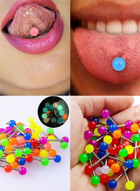 10pc Luminous Glow Tongue Rings Stud Nipple Ring Piercing