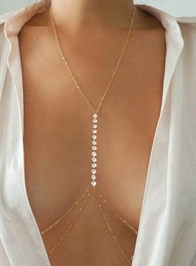 Kpop Simple Chest Bra Chain Waist Belly Necklace Choker