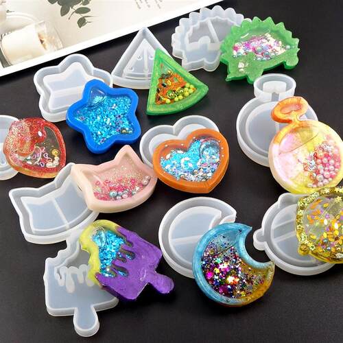Kawaii Shaker Silicone Mold Resin Heart Star Moon Ice Cream