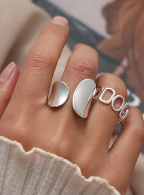 IPARAM Fashion Silver Color Width Rings Statement