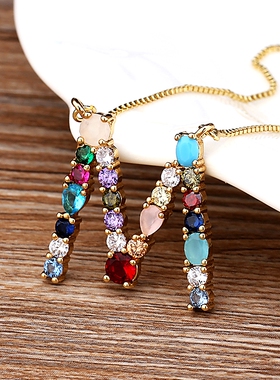 High Quality Women Girl Initial Letter Necklace Gold 26