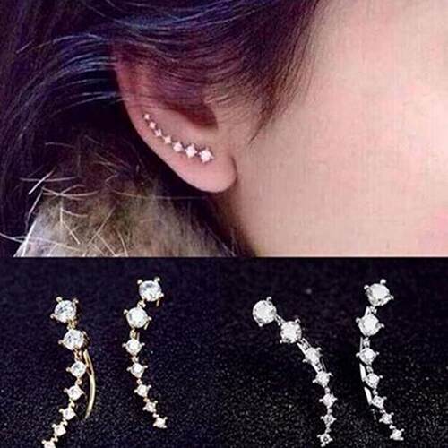 Women's Fashion Earrings Line Rhinestones Zircon Earrings