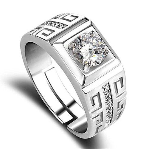 Charm 925 Sterling Silver Rings For men Shining crystal