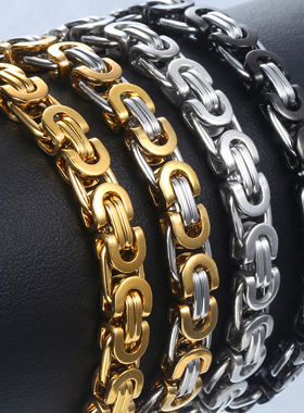 Basic Byzantine Link Chain Bracelet for Men Boy Stainless