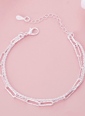 925 Sterling silver beautiful double chain bracelets for