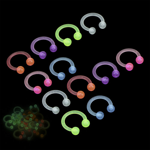 10PCS/20PCS Acrylic Luminous Bar Lip Tongue Nose Septum Ear