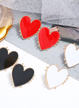 Luxury Vintage Bohemia Big Red Heart Earrings For Women