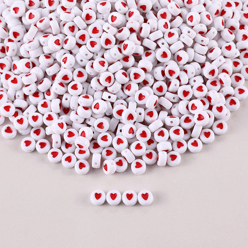 100/200/500pcs Heart Beads For Jewelry Making Acrylic Mixed
