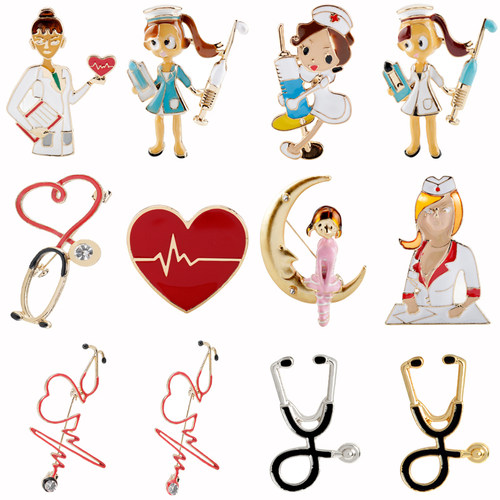 Medical Brooches Nurse Pins Enamel Colorful Stethoscope