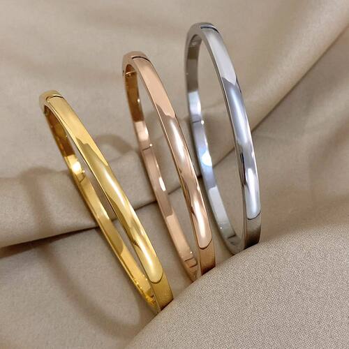 Simple Smooth Stainless Steel Bangles Bracelets for Women