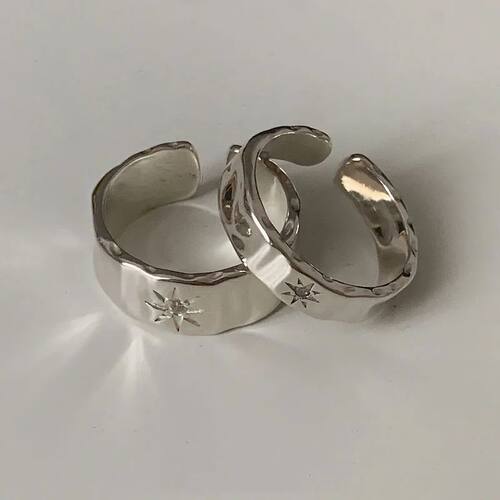 Sterling Sliver Star Rings Y2K Couple Zircon Star Open Ring