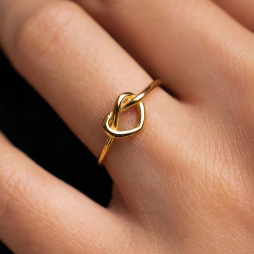 Stainless Steel Heart Rings for Women Open Ring Gold Color