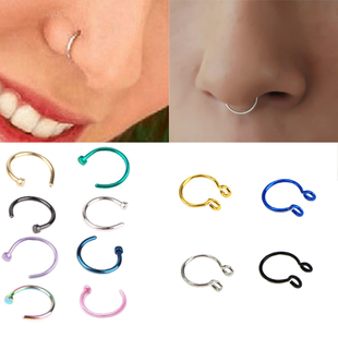 2pcs U Shaped Fake Nose Ring Hoop Septum Rings Stainless