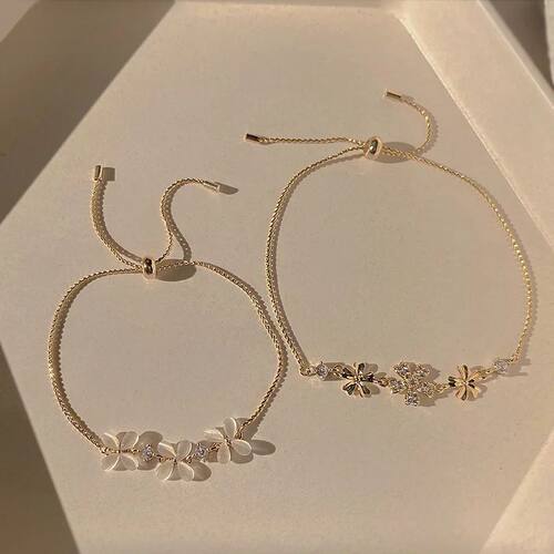 Opal Flower Adjustable Gold Color Bracelets For Women Small