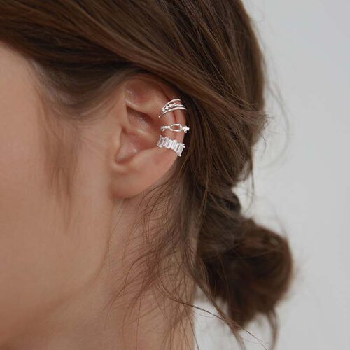 LISM 3pcs/set 925 Sterling Silver Ear Cuff For Women