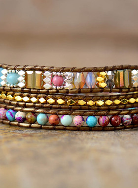 Multi Layered Boho Leather Wrap Bracelets High End Imperial