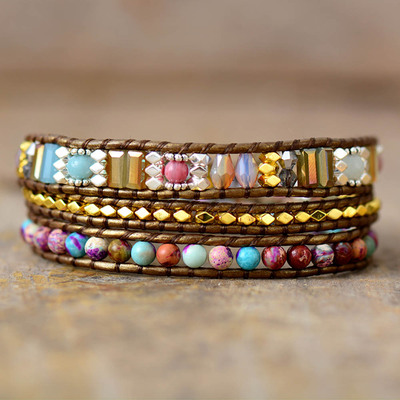 Multi Layered Boho Leather Wrap Bracelets High End Imperial