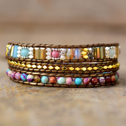 Multi Layered Boho Leather Wrap Bracelets High End Imperial