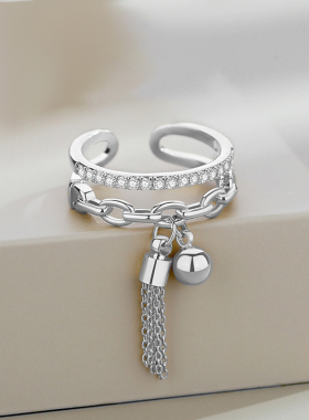 Vintage Ethnic Crystal Rings Link Chain Zirconia With Spike