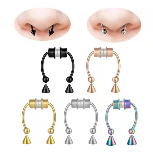 Stainless Steel Punk Non Piercing Nose Clip Magnet Nose