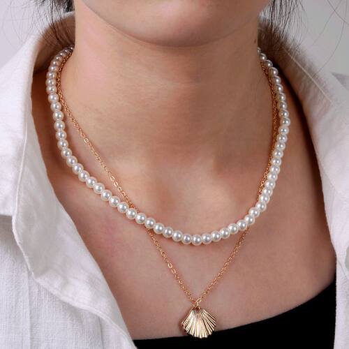 2021 Multilayer Shell Trendy Necklace for Women Gold Color