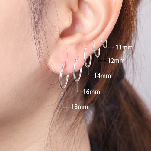 High Quality 1 Pair 6-18mm Small Hoop Earrings Silver Color