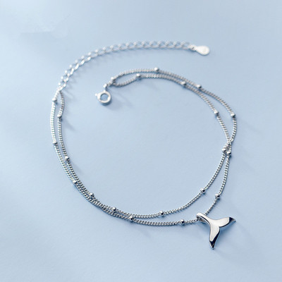 925 Sterling Silver Double layer Mermaid Tail Round Bead