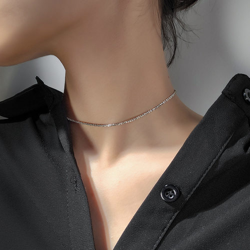 Fashion silver plated choker for women Simple short chain