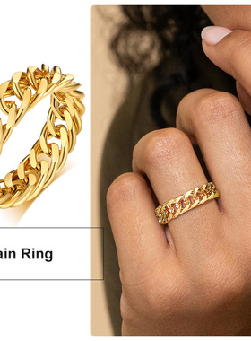 6mm Thick Chunky Chain Ring Cuban Curb Link Gold Filled