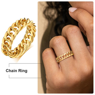 6mm Thick Chunky Chain Ring Cuban Curb Link Gold Filled