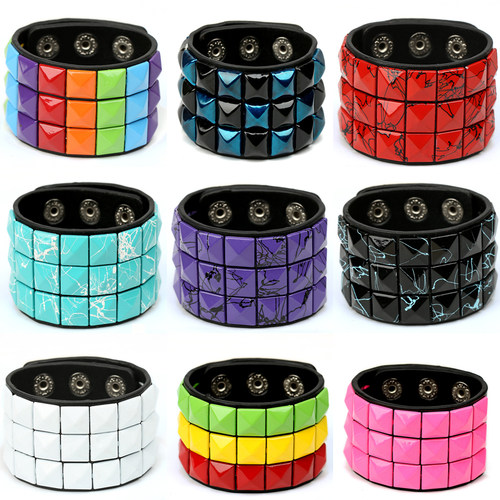 Fashion 9 Colors Double Belt Leather Wrist Friendship Big Wi