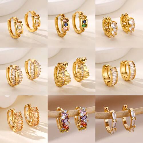 Cubic Zirconia Earrings For Women Crystal Gold Color