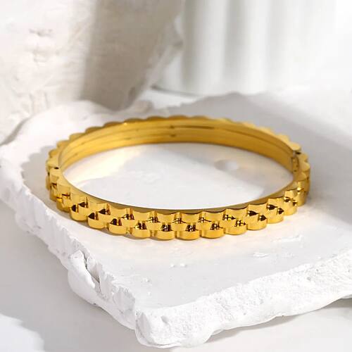 Trendy Thick Chunky Watchband Stainless Steel Bangles