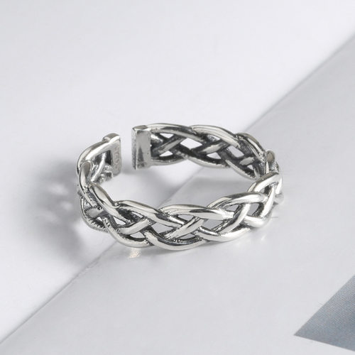 S925 sterling silver twist woven ring female net red dominee
