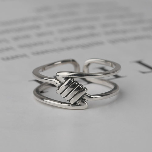 Cold wind Korean version of S925 sterling silver ring geomet