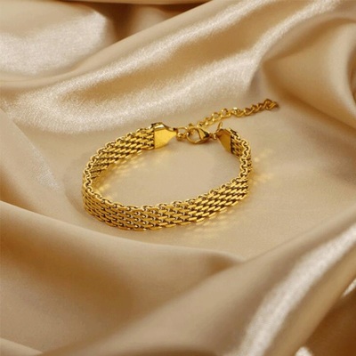 Gold Plated Stainless Steel Watch Belt Stacking Bracelet