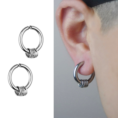 Fake Hoops Men's Stainless Steel Painless Clip on Ear