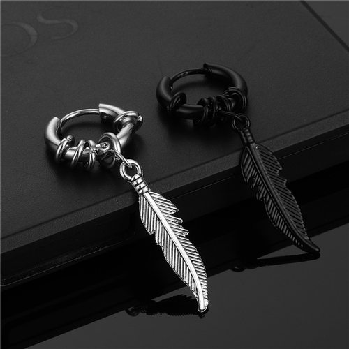 1 piece Fashion Cross feather Stud Earrings Punk Rock Style